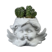 Pots de fleurs décoratifs de style européen en céramique émaillée, en forme de chérubin, pour l'intérieur
