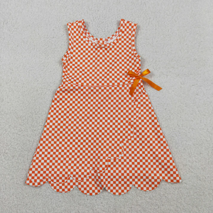 Wholesale Girls Summer Yoga <b>Dress</b> Sleeveless <b>Plaid</b> Print Active <b>Dress</b> Casual Knee Length Scallop Athletic <b>Dresses</b> - Product Image 3