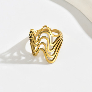 Geometric Irregular Design <b>Open</b> <b>Ring</b> For Women Party Jewelry Gold Tone Fashion <b>Rings</b> JZ1321 - Product Image 4
