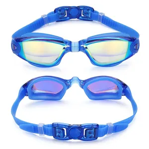 แว่นตากันหมอกทำจากซิลิโคน PP สำหรับผู้ใหญ่แว่นตาว่ายน้ำแข่งพร้อมที่อุดหู