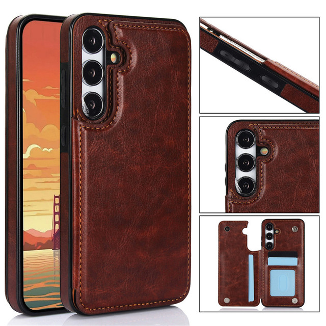 Wallet Card Holder Slot Magnetic Stand Shockproof Cover Coque PU Leather Phone Bag Case for Sam Sung S24 S23 FE Plus Ultra