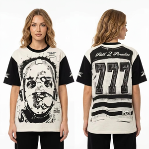 Ensemble T-shirt et short en jersey tricoté à col rond, style décontracté, avec lettres, unisexe, 100% coton, coupe oversize, respirant, Hell High Street Fashion - Product Image 3