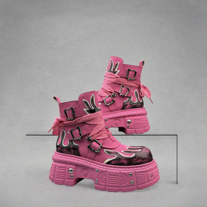 Men's 2025 Winter New Short Lace-Up High-Top Thick-Soled Rubber Outsole Mesh Lining Genuine Leather Upper Solid Toe - Product Image 3