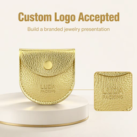 Pochette en similicuir PU, mini emballage portable pour bijoux, boucles d'oreilles, colliers, bagues, avec logo personnalisé, vente en gros