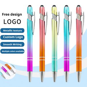 Stylo bille en métal personnalisable avec logo dégradé de couleur, écriture fluide et bouton tactile pour le bureau ou l'étude - Product Image 2