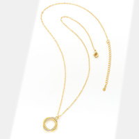 Collier à double anneau serti de diamants, best-seller transfrontalier, minimaliste, géométrique, en tungstène plaqué or, chaîne de clavicule, luxe léger