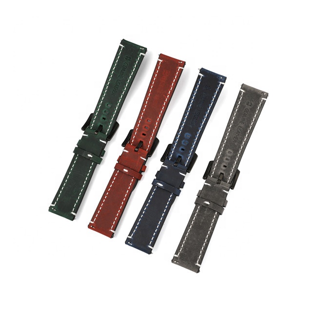 Kingsmax Luxury Handmade Leather Watch Band 18mm 20mm 22mm Quick Release Wrist Band Water Resistant-Wholesale