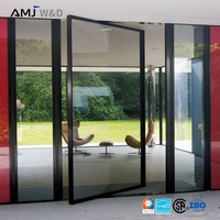 Portes d'entrée pivotantes en alliage d'aluminium à prix d'usine avec double panneau fixe et verre Lowe