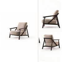 Fauteuil d'appoint moderne en tissu rembourré avec structure en bois massif pour salon, coin lecture, personnalisable