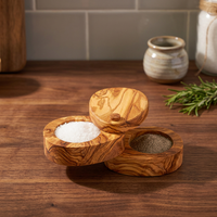 Salière en bois d'olivier |   Accessoires de cuisine et de table tunisiens |   Marque privée