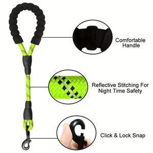 Reflective Braided <b>Rope</b> Soft Foam Handle Anti Pull Training Traffic <b>Lead</b> Heavy Duty Dog Walking Leash - Product Image 3