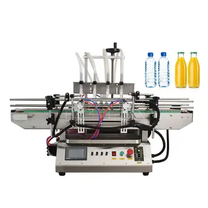 HZPK 250 Ml Water Bottle Hand Wash Liquid Filler Automatic Diaphragm Pump Filling Machine Small Juice Plastic 4 Head 0.6-0.8mpa