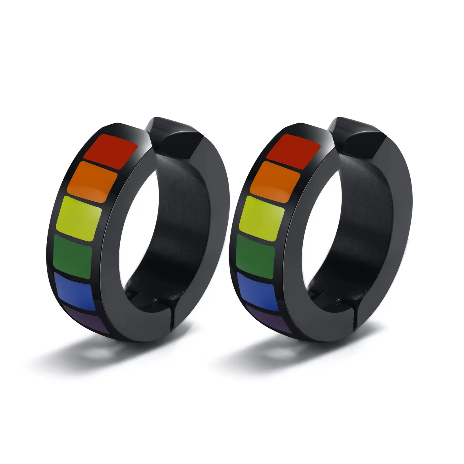 Pride gay-pendientes de arcoíris de acero inoxidable, pendientes con clip, no perforados