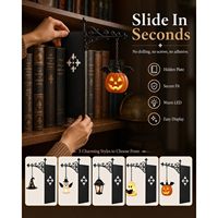 Halloween Hängende Kürbis-Geister-Laterne mit Fledermäusen, Beige Acryl, Innen-Wandmontage, Batteriebetrieben, Fußbetrieben, Dekorative Beleuchtung für Vorderseite
