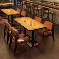 Tables et chaises carrées/rondes en bois massif vintage pour café, salon, pub, restaurant occidental et boulangerie ou bar