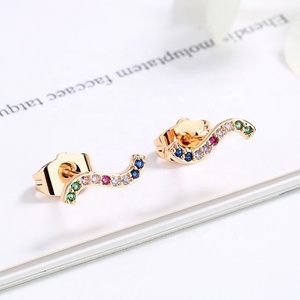 Ladies Fashion <b>Jewelry</b> <b>Wholesale</b> Earrings Women Minimalist <b>Non</b> <b>Tarnish</b> 18k Gold Micro Paved Cubic Zirconia Earrings Stud Earring - Product Image 6