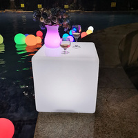 Tabouret cube LED étanche IP65 40 cm, rechargeable, lumineux RGB, table carrée pour extérieur, jardin, resort, boîte de nuit, mobilier LED