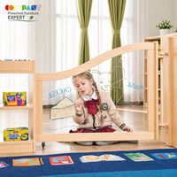Paravent moderne en bois Montessori pour école maternelle avec panneau acrylique inscriptible sur roulettes pour la maternelle