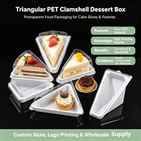 Boîte à sandwich triangulaire en RPET écologique, jetable, transparente, pour tranches de gâteau, avec service d'impression personnalisé