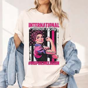 Maglietta per la Giornata Internazionale della Donna, 100% Cotone, Collo Tondo, Manica Corta, Stampa Casual, Regalo Ispirato all'Inclusione - Product Image 3