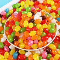Chinese Bulk Wholesale Mixed Multi Fruit Flavored Sour Sweet Rainbow Beans Sugar Soft Chewy Candy
