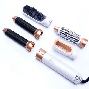 Household 5 In 1 Hair Straightener Curler Hot Air Comb Hair Styling Comb Curler Set