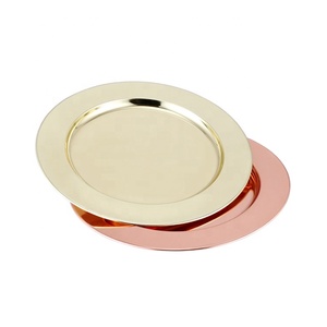 Plateau de service en métal argenté, or, <span class=keywords><strong>cuivre</strong></span>, réutilisable, 13 pouces, directement de l'usine, pour mariage - Product Image 5