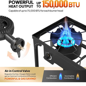 Parrilla <span class=keywords><strong>de</strong></span> <span class=keywords><strong>Gas</strong></span> Propano para Exteriores <span class=keywords><strong>de</strong></span> Hierro Fundido Resistente con Dos Quemadores para Uso Doméstico; Presenta un Diseño Plegable y es Fácil <span class=keywords><strong>de</strong></span> Montar - Product Image 5