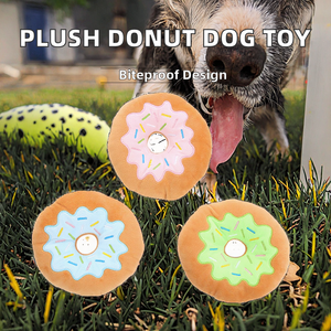 Jouet à mâcher pour chien en peluche Donut, doux, interactif, résistant aux morsures, couineur, pour l'entraînement des chiots, fournitures durables pour animaux de compagnie - Product Image 2