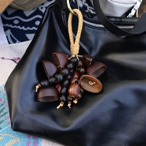 Wholesale Natural Fruit Shell Keychain Bag Charm Hand‑crafted Mini <b>Wind</b> <b>Chime</b> Bohemian Style Bag Accessory - Product Image 5