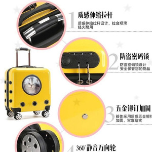 Baolujie Pet Carrier Yellow Breathable Travel Case With <b>Wheels</b> For Dogs And <b>Cats</b> - Product Image 4