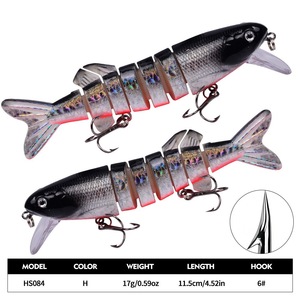 Leurre de pêche articulé 7 segments, 17g, 10 couleurs, type Minnow, corps rigide, anti-accrocs, Wobbler à dérive pour la pêche au bar - Product Image 3