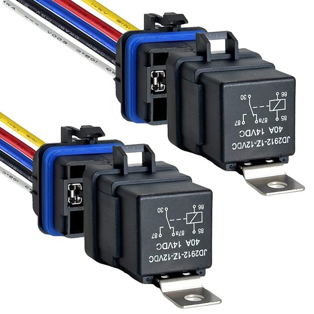 ANDUFUSE Waterproof Relay and Harness Kit 40A 14V DC, 5 Pin SPDT Car Relay with Heavy Duty 14 AWG Copper Wires