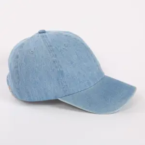 Gorra deportiva de mezclilla lavada para hombre y mujer, gorro de béisbol 100% algodón de perfil bajo sin construir con hebilla de Metal ajustable