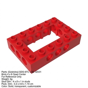 Gobricks Großhandel MOC Bausteine Zubehör GDS-973 Baustein LDD 32531 Technischer Stein 4 X 6 Offener Mittelteil Lose Teile - Product Image 2
