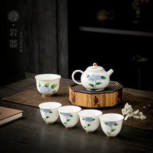 Dehua White Porcelain Kung Fu <b>Tea</b> Set With Teapot And Four Cups Gift <b>Box</b> Business Gift - Product Image 3