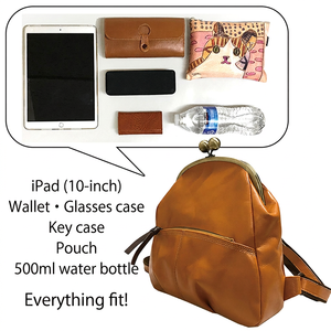 Vintage-Inspired Genuine Leather Clasp Frame <b>Backpack</b> with Medium Capacity Handmade in Japan All Seasons - Product Image 5