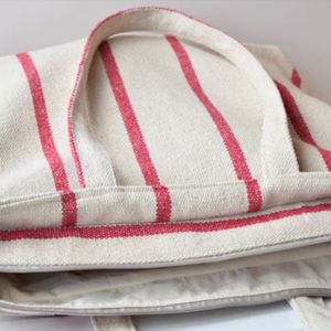 กระเป๋าผ้าแคนวาสลายทางแบบกำหนดเอง DIY ขนาดใหญ่ มีซิปสะพายไหล่ พกพาสะดวก สำหรับฤดูหนาว ลำลอง ผู้หญิง เดินทาง ฤดูร้อน ชายหาด - Product Image 5