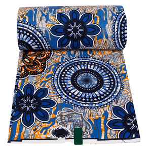 <span class=keywords><strong>Tissu</strong></span> Pagne Africain Royal <span class=keywords><strong>Bleu</strong></span> en Coton Véritable <span class=keywords><strong>Wax</strong></span> Hollandais Ankara 6 Yards - Product Image 1