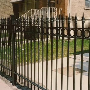 Hoogwaardige buitenhekwerk van zwart gepoedercoat staal, op maat gemaakt, 6 ft, metalen spijlenhek, geen graven nodig. - Product Image 1