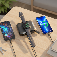 Banco de Energía Inalámbrico Magnético GaN de 15000 mAh y 65 W con Cable Integrado, Cargador Rápido para Portátil, Cargador de Viaje