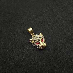 Pendentif tête de léopard en acier inoxydable avec yeux rouges, verts et bleus, plaqué or, breloque thématique pour collier, cadeau - Product Image 4