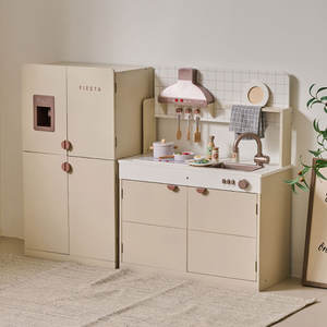 Charmant bois grisâtre Fiesta cuisine et jouets alimentaires 830*410*200 ensemble de jeu de cuisine en bois interactif pour les enfants - Product Image 3