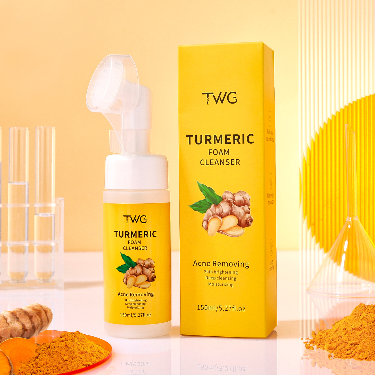 5393 TWG Nettoyant Visage Moussant au Curcuma avec Tête de Brosse 150ml