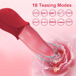 Estimulador para Adultos, Masajeador con Forma de Lengua de Rosa, Juguete de Lamer, Vibrador de Conejo de 10 Frecuencias, Vibrador de Lengua Realista y Suave para Clítoris - Product Image 2