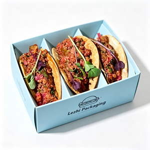 Envase Ecológico Personalizado para Comida Rápida para Llevar, Soporte para Nachos, Burritos, Tacos y Wraps, Caja Modular de Papel con Compartimentos para Compartir en Familia - Product Image 1
