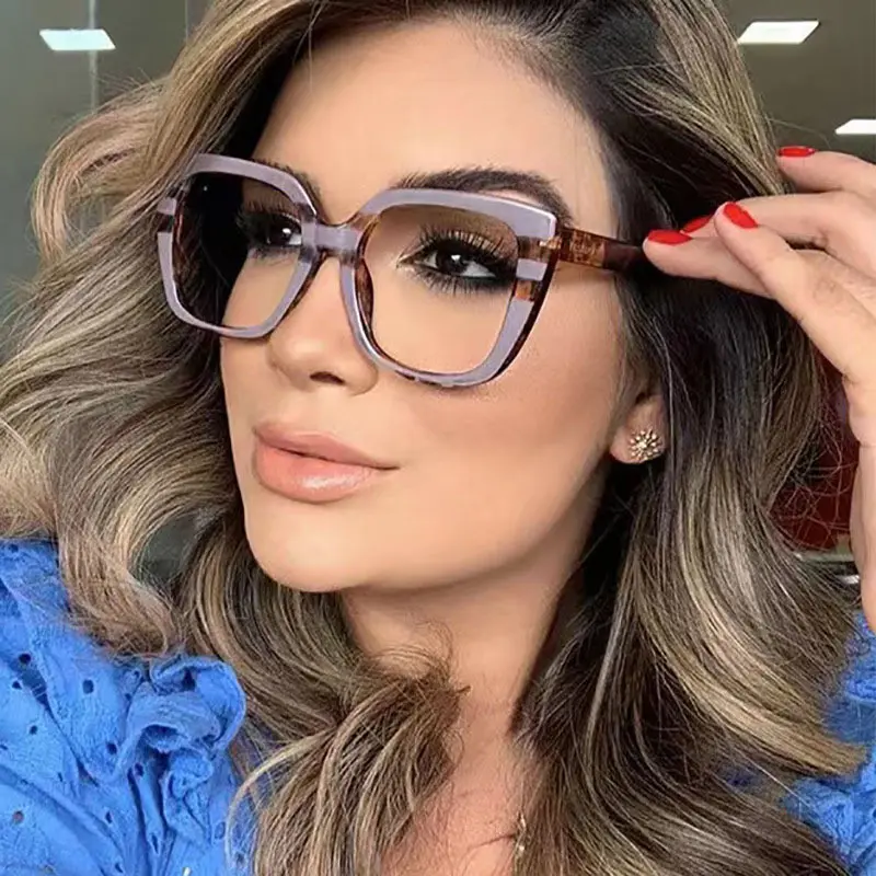 Neue Mode Cat Eye Brille Rahmen Brille Bunte optische Brille Übergroße Frauen Blaulicht Brille