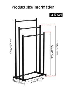 Toallero de <span class=keywords><strong>baño</strong></span> moderno, toallero negro que ahorra espacio, toallero de <span class=keywords><strong>baño</strong></span> de 3 alturas para almacenamiento - Product Image 3