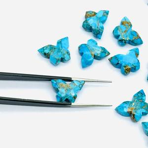 Perles de sculpture en forme de papillon turquoise en cuivre naturel 14x10mm pour la fabrication de bijoux - Product Image 2