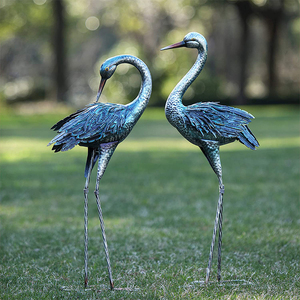Oniya-estatua de grulla de jardín para exteriores, esculturas y estatuas de señuelo de Heron azul, arte de pájaro de Metal para decoración de Patio y césped - Product Image 5